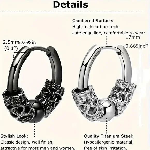 Men's Totem Hoop Titanium Steel Earring - Picture 4 of 4